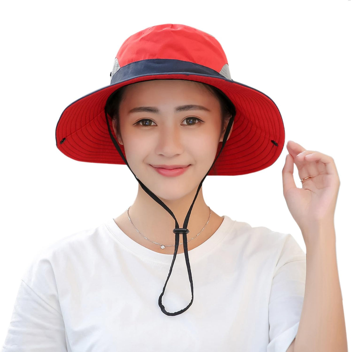 Muryobao Women's Ponytail Sun Hat UV Protection Foldable Mesh Wide Brim Beach Fishing Hat