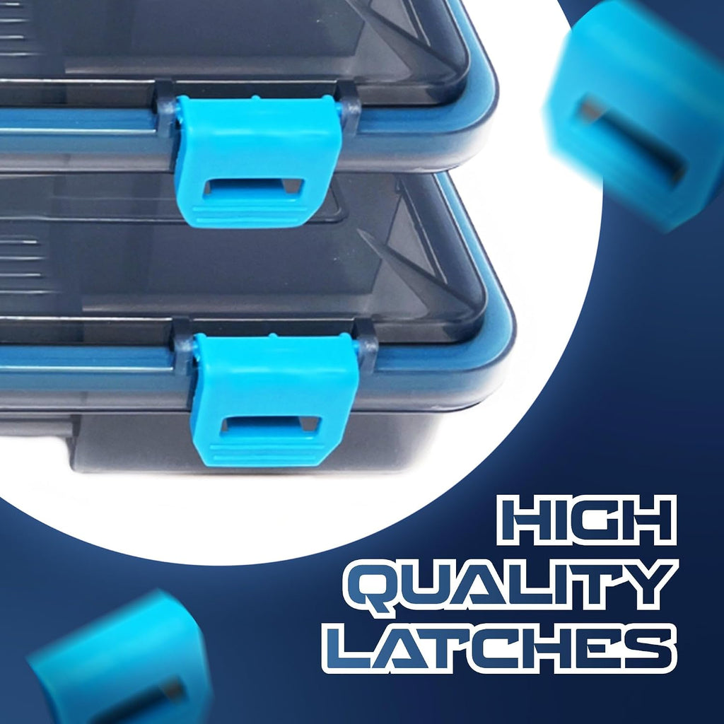 Reaction Tackle Standard Tackle Trays, Plastic Tackle Box Organizers with Four Secure Latches, Removable Dividers and Semi Transparent Lid for Fishing Storage - 3500 (2-Pack)
