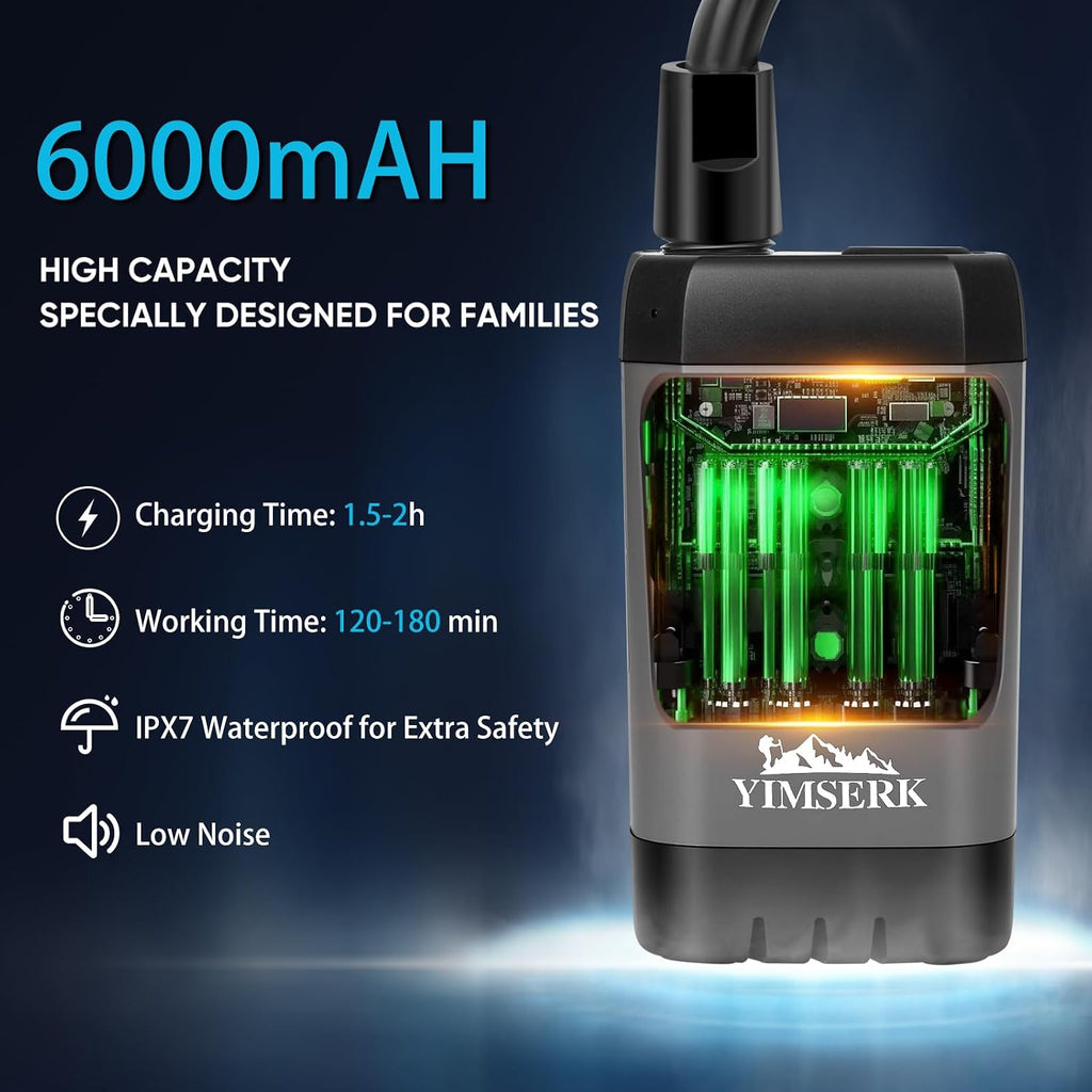 6000mAh Portable Shower for Camping with 2000W Immersion Water Heater – Rechargeable Camp Shower Pump, 4-Mode Filtered Head, LED Display, Outdoor Camping Shower Kit for Travel, Pets & Car Washing