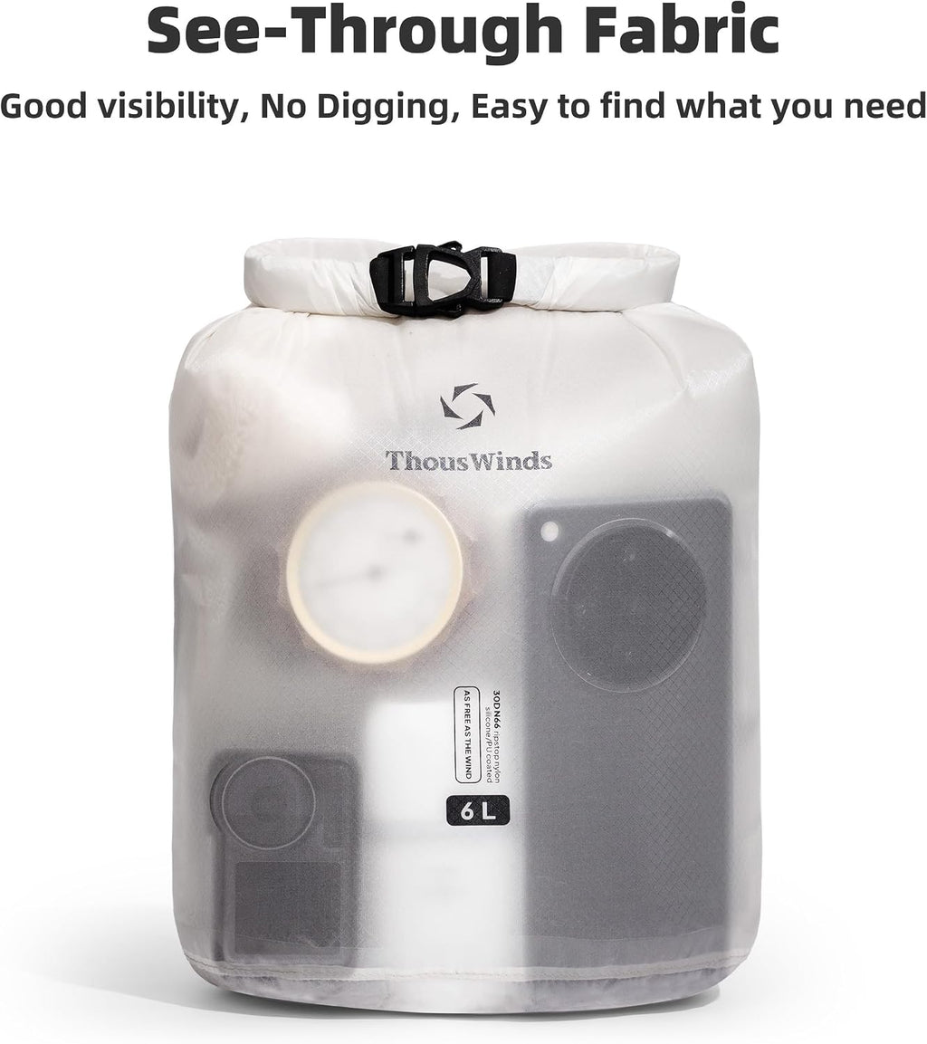 Thous Winds Waterproof Dry Bag, Ultralight 3L/6L/12L/24L/36L Roll Top Lightweight Dry Sack for Kayaking, Swimming, Camping, Hiking, Beach