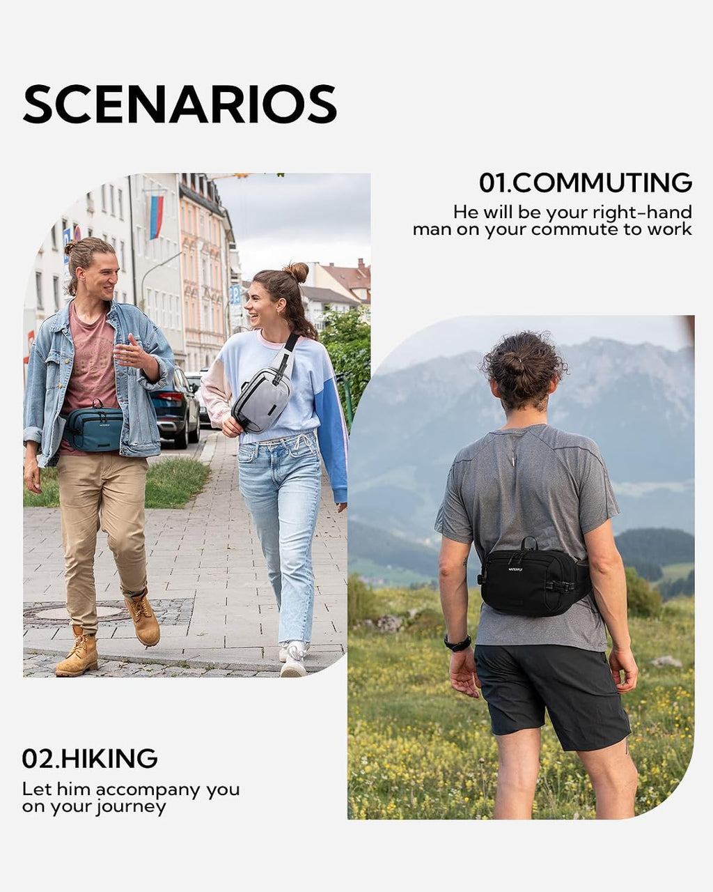 WATERFLY Fanny Pack Waist Bag: 3L Large RFID Anti-Theft for Travel