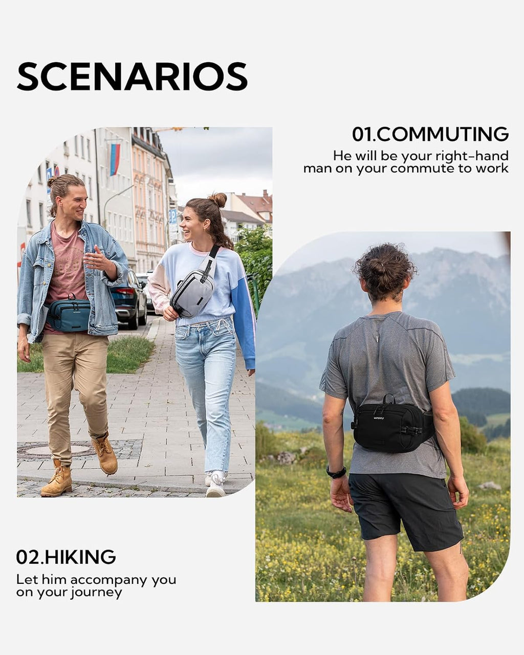 WATERFLY Fanny Pack Waist Bag: 3L Large RFID Anti-Theft for Travel