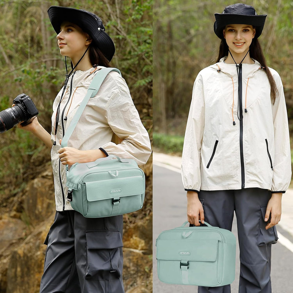 MOSISO Camera Shoulder Bag Camera Case Crossbody Sling Purse, Antique Green