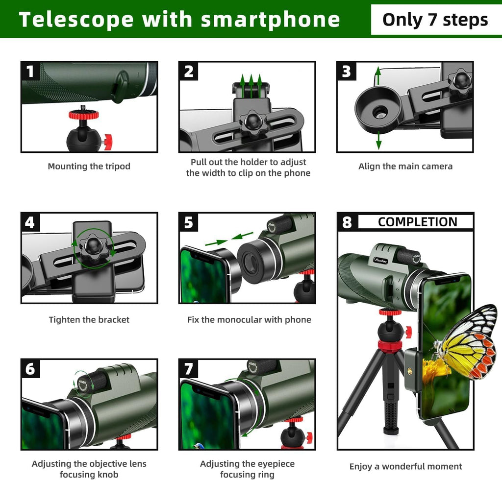 Monocular Telescope, 80×100 Monoculars for Adults