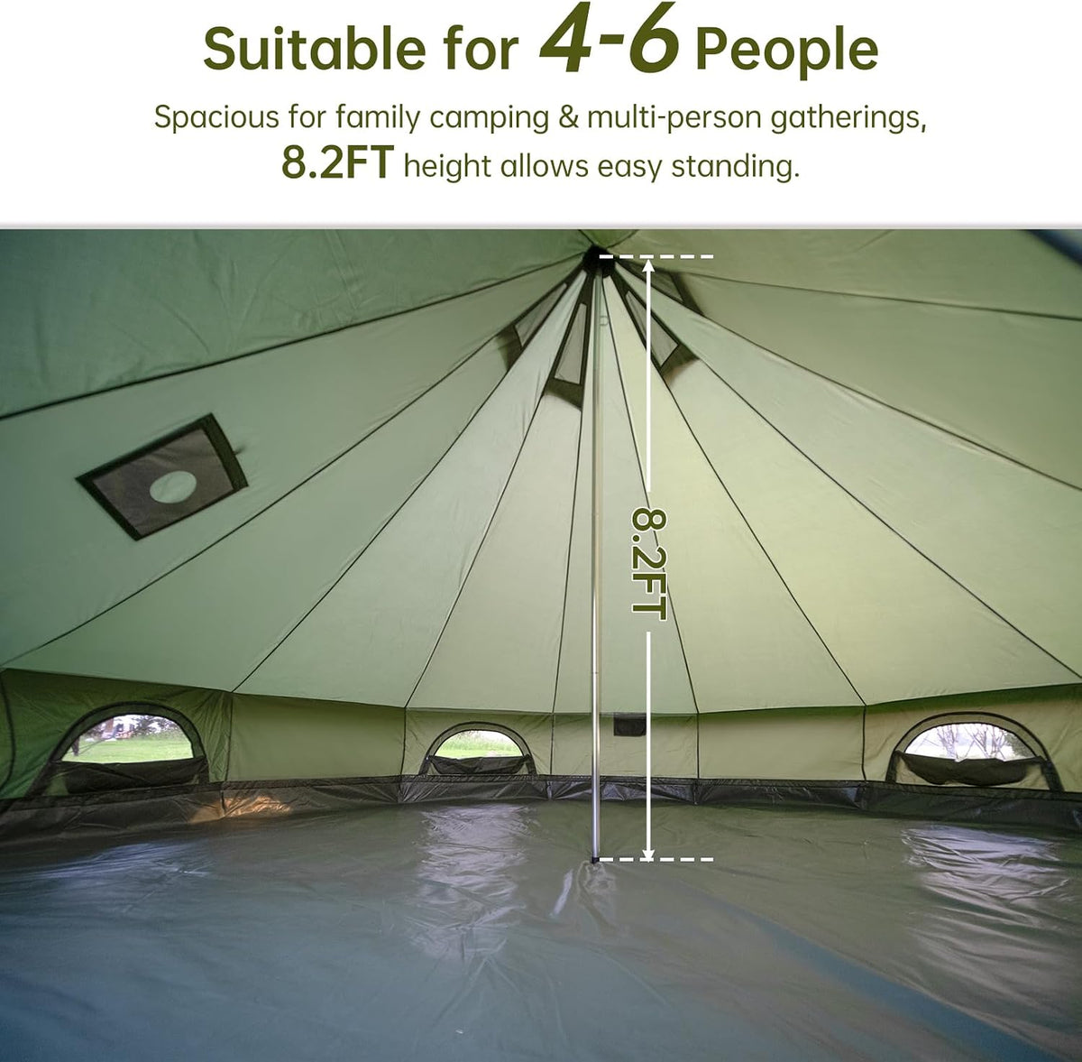 Bell Tent with Stove Jack, 13.1/16.4ft 4 Season Yurt Tent