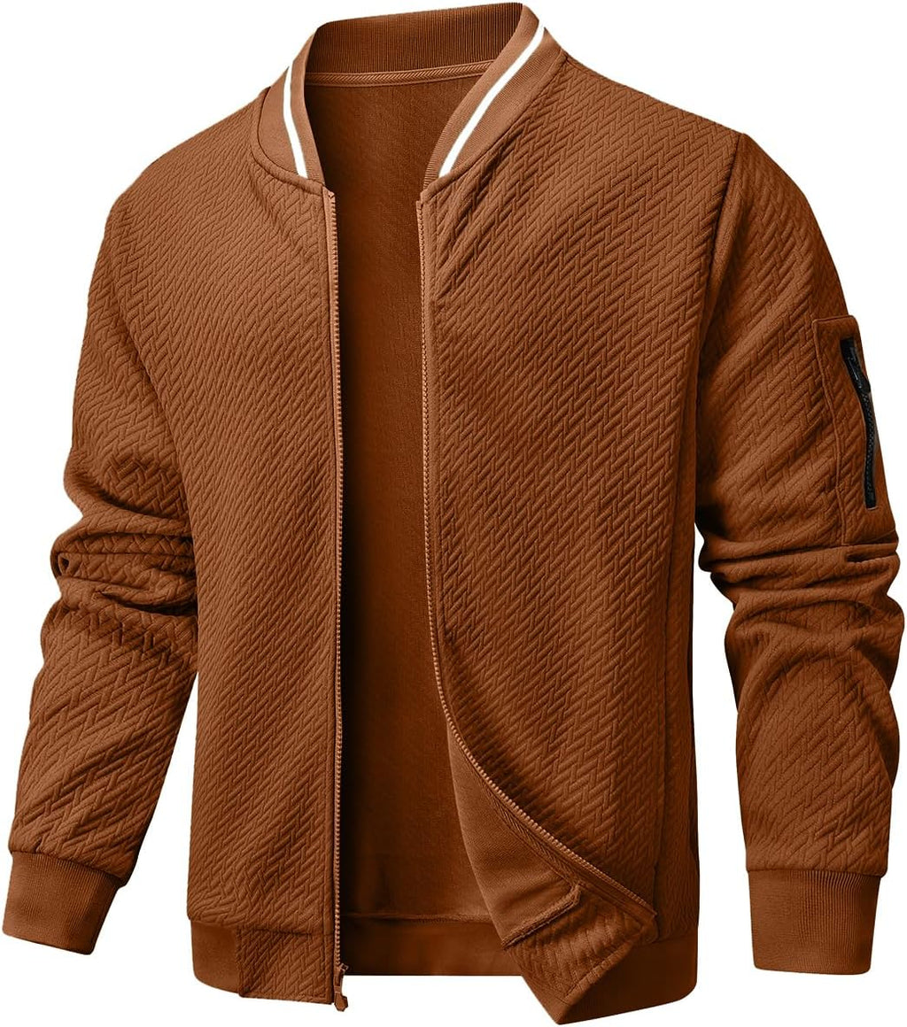 Wizoat Mens Casual Jacket Loose Fit Lightweight Jacket Varsity Bomber Jacket with Zipper