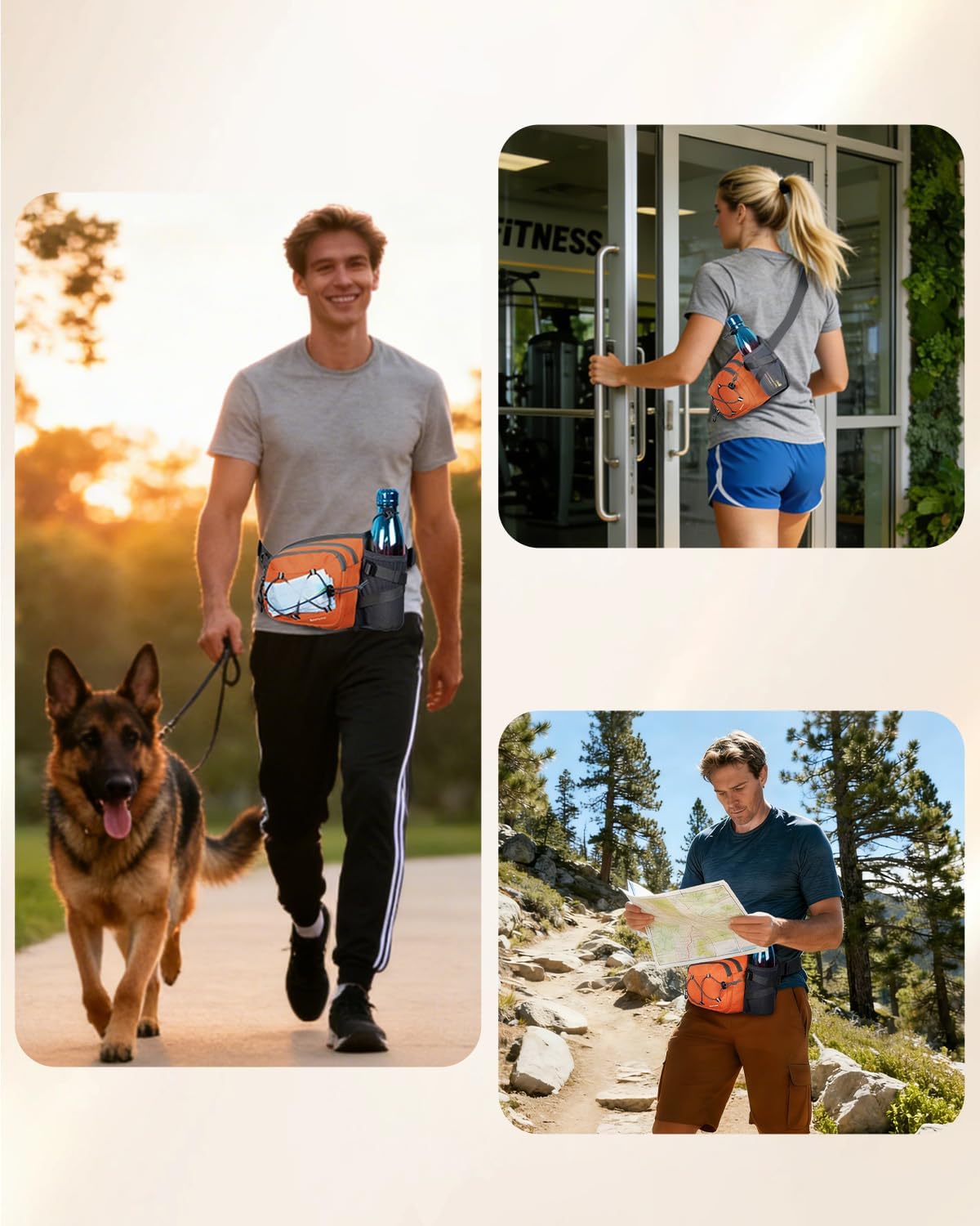 sportsnew Waist Pack with Water Bottle Holder, Fanny Pack for Men Women