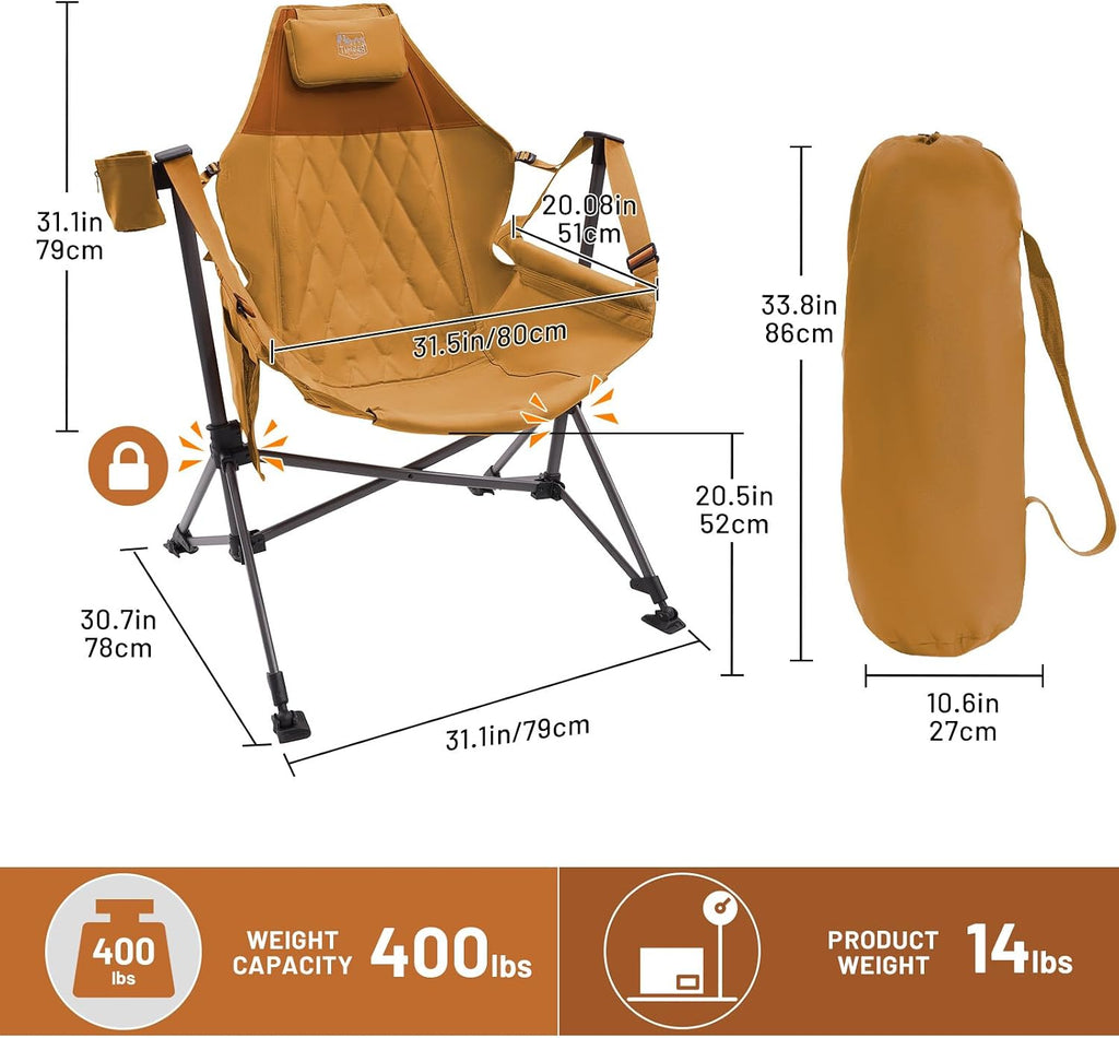 TIMBER RIDGE Hammock Camping Chair, Oversized Swinging Chair, 400lbs Load