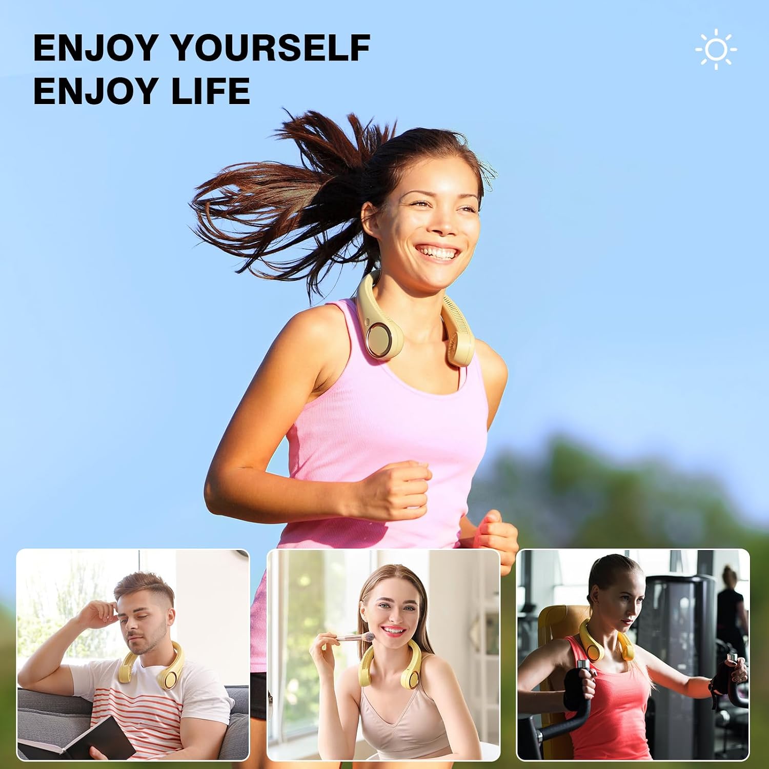 Morelax Neck Fan, USB Rechargeable Personal Fan,Hand Free Bladeless Portable Fans,4000 mAh, 3 Speeds,72 Air Faster softer 360° Cooling, Gift Suitable for Home, Office, Travel, Sports Amber