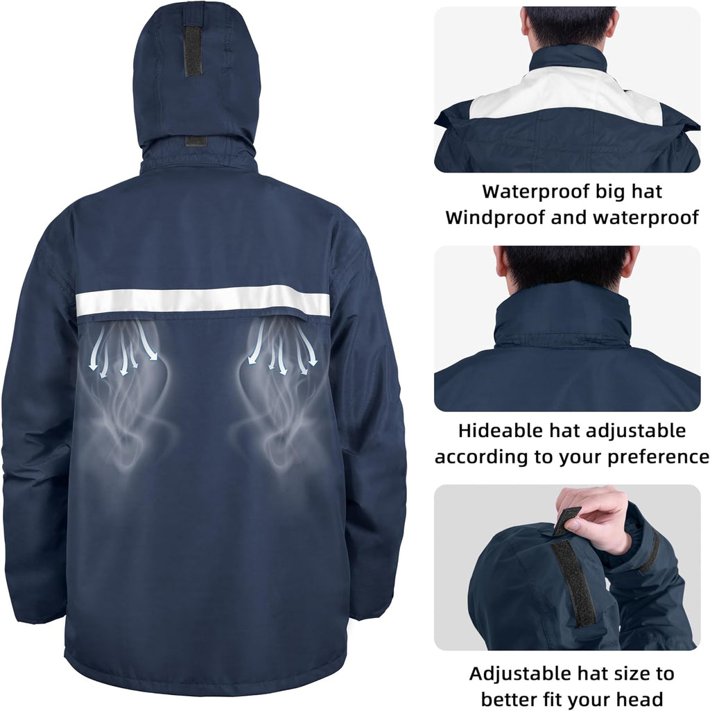 Coralrain Rain Suit Safety Waterproof Rain Jacket and Trouser Suit Raincoat With Hood lining For Men Women Adults Breathable