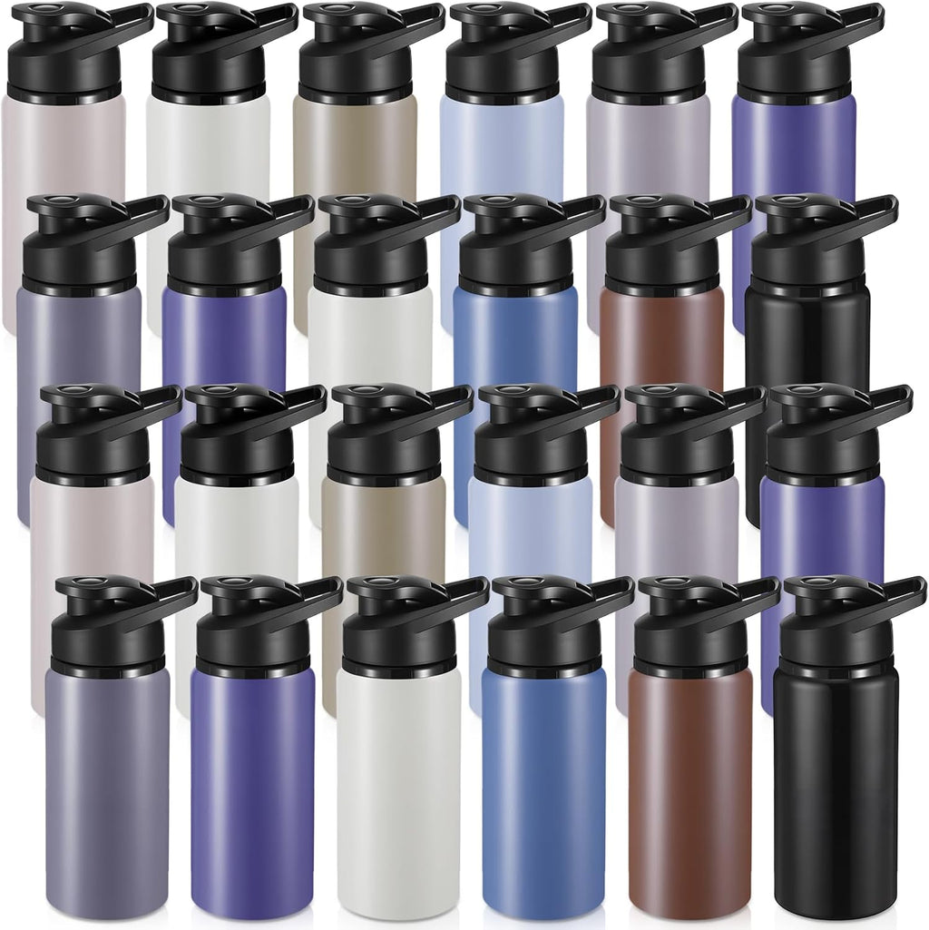Foaincore 24 Pack Aluminum Water Bottles Bulk,17 oz Reusable Metal Lightweight Water Bottle with Leakproof Flip Lid & Carry Handle,Bulk Sports Bottles for Gym,Cycling,Hiking,Travel