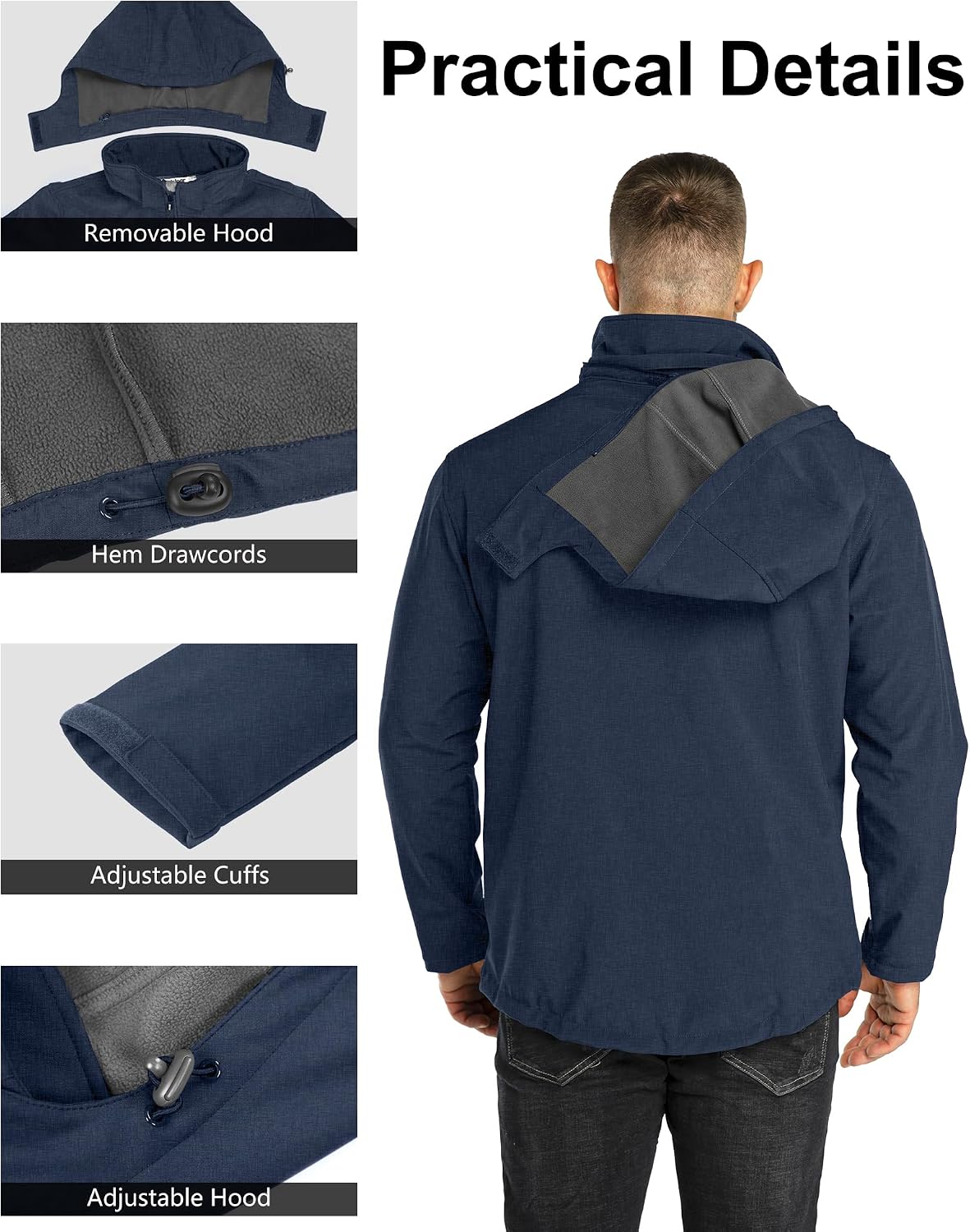 Outdoor Ventures Men's Softshell Jacket Waterproof Fleece Rain Shell Coat