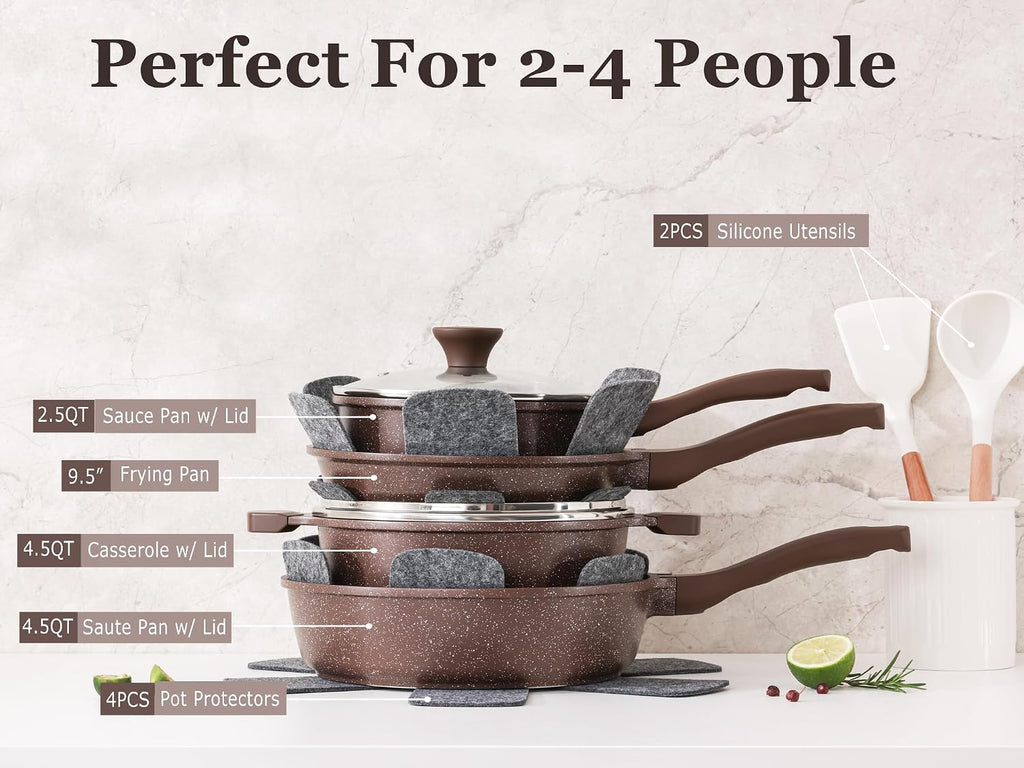 SENSARTE Nonstick Cookware Set 13 Pcs, Healthy Pots and Pans Set