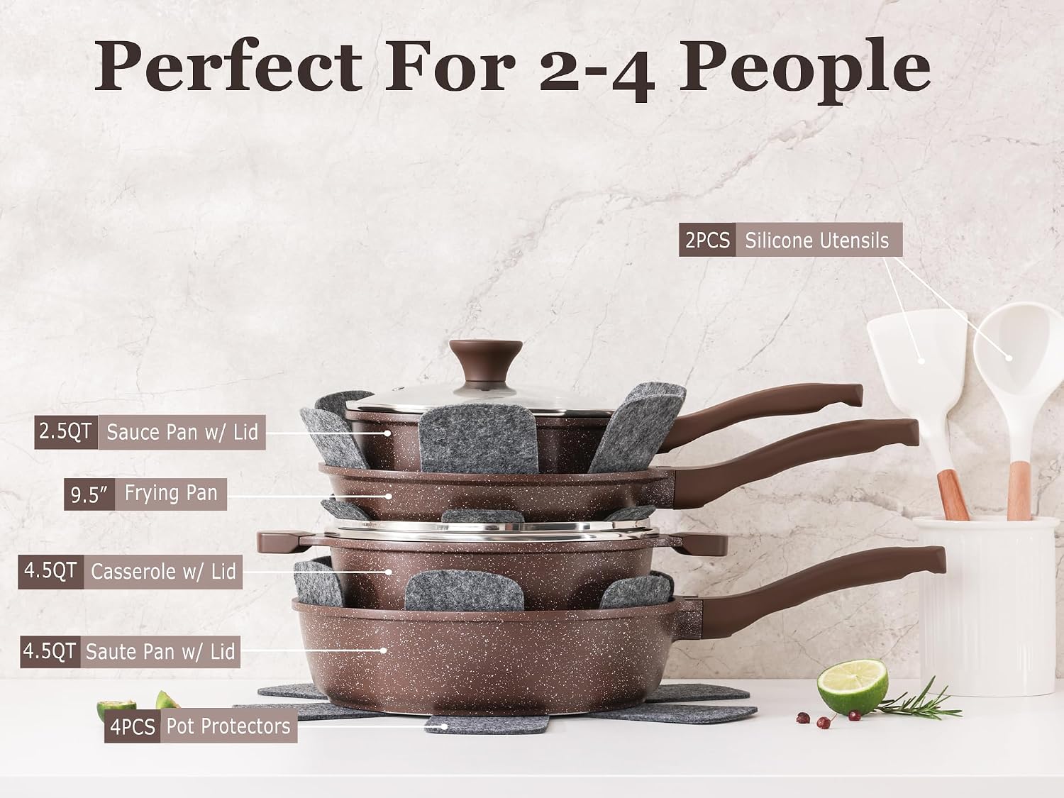 SENSARTE Nonstick Cookware Set 13 Pcs, Healthy Pots and Pans Set