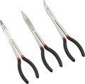 Amazon Basics Extra Long Reach Needle Nose Pliers Tool Set for Narrow Spaces, Versatile, 3-Piece, Black