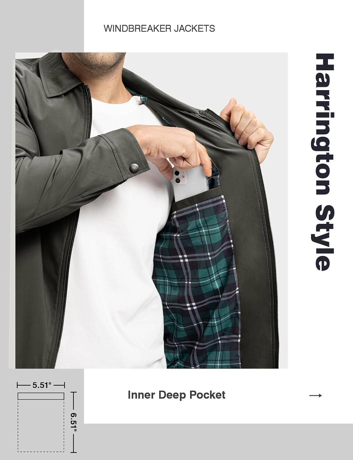 TBMPOY Mens Lightweight Jackets Light Windbreaker Full Zip Casual Work Jacket Golf Business Fall Track Coat with Pockets