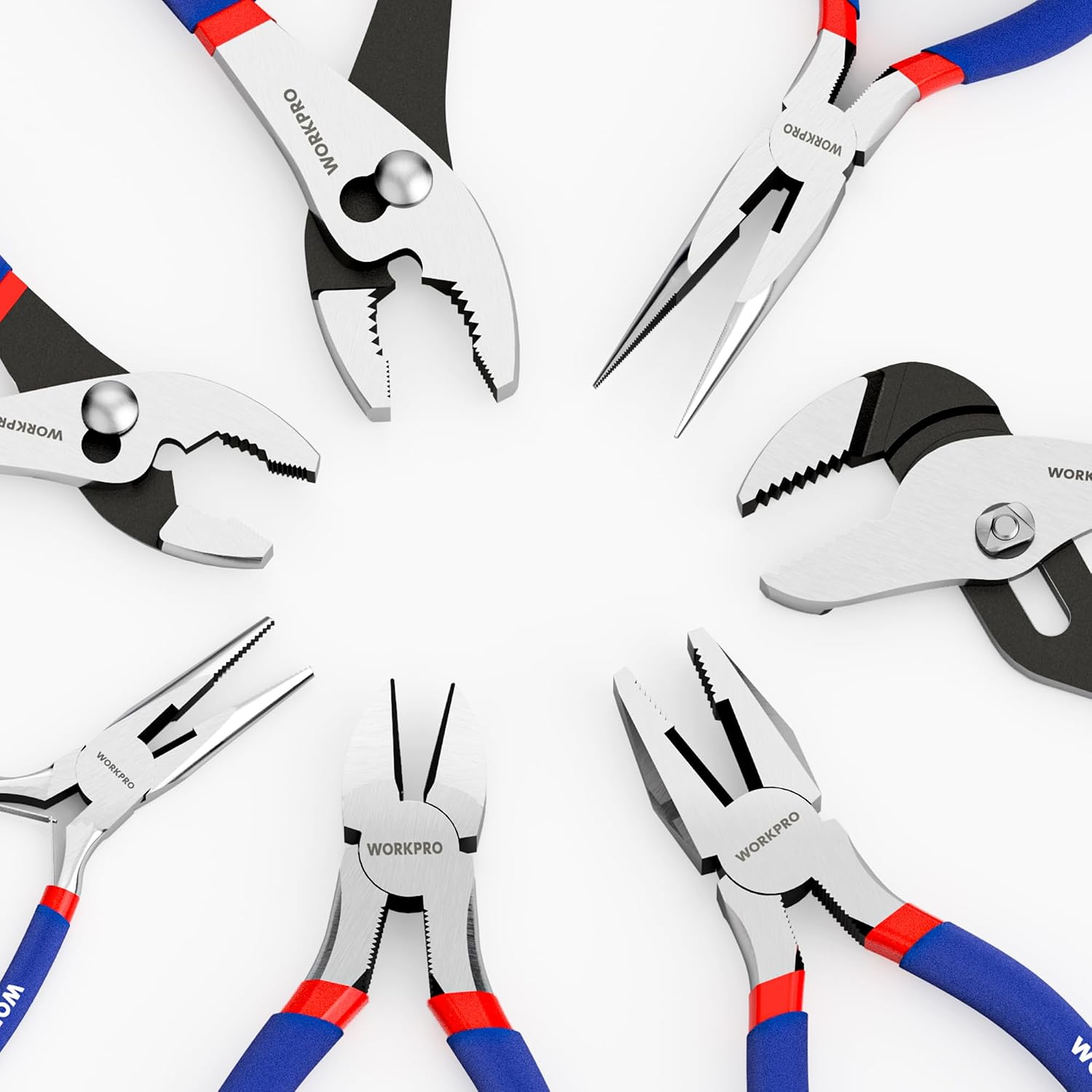 WORKPRO 7-Piece Pliers Set, Pliers Tool Set with Comfort Grip, Blue