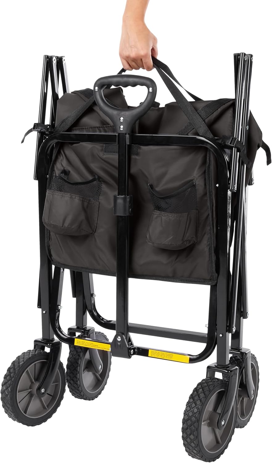 Amazon Basics Collapsible Heavy Duty Utility Wagon for Outdoor Sports, Camping, Garden, and Shopping, 265 Pounds Capacity, 27.6 x 40.9 x 20 inches, Black