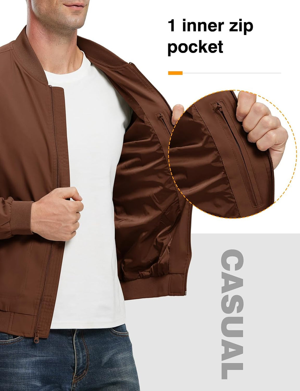 TBMPOY Men's Lightweight Jackets Casual Dress Golf Bomber Windbreaker Fall
