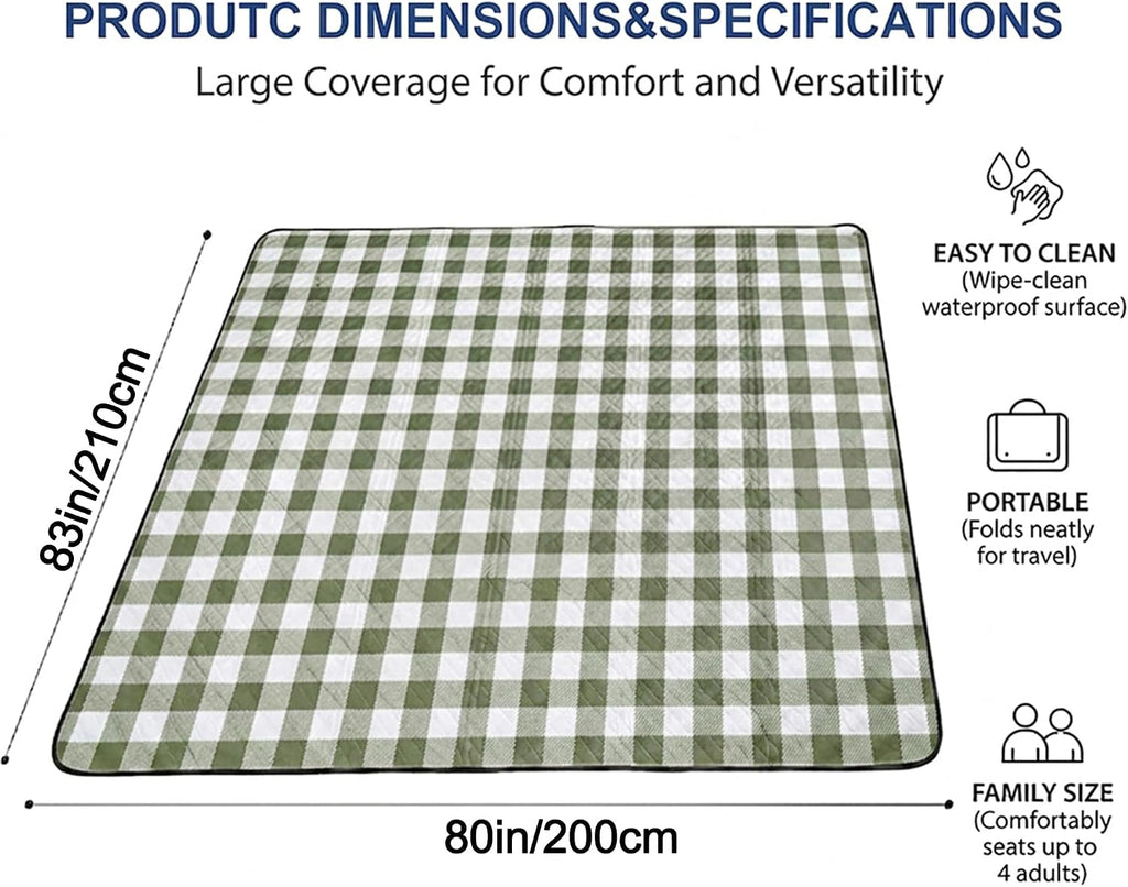 Extra Large Picnic Blanket 80"x 83", Waterproof Sandproof Beach Outdoor Mat