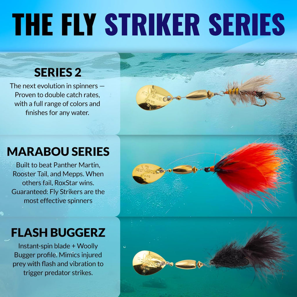 RoxStar Fly Strikers Proven Nationwide to Out-Fish Any Spinner | Hand-Tied in The USA | Most Versatile Fishing Spinner Ever! Trout, Bass, Steelhead