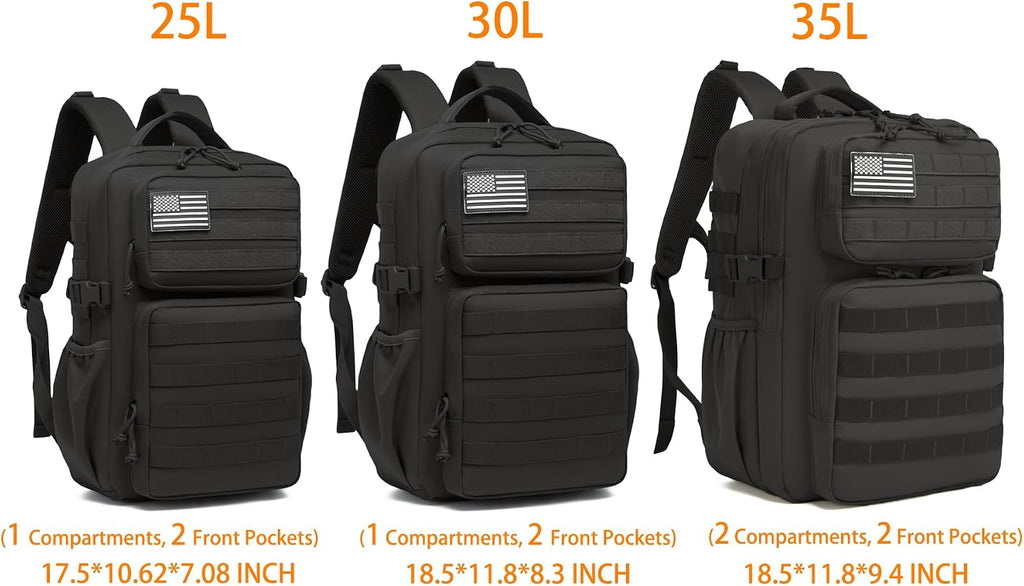 Wotony Military Tactical Backpack for Men Waterproof Daypack 3 Day Assault Pack Molle Bag with Water Bottle Holder