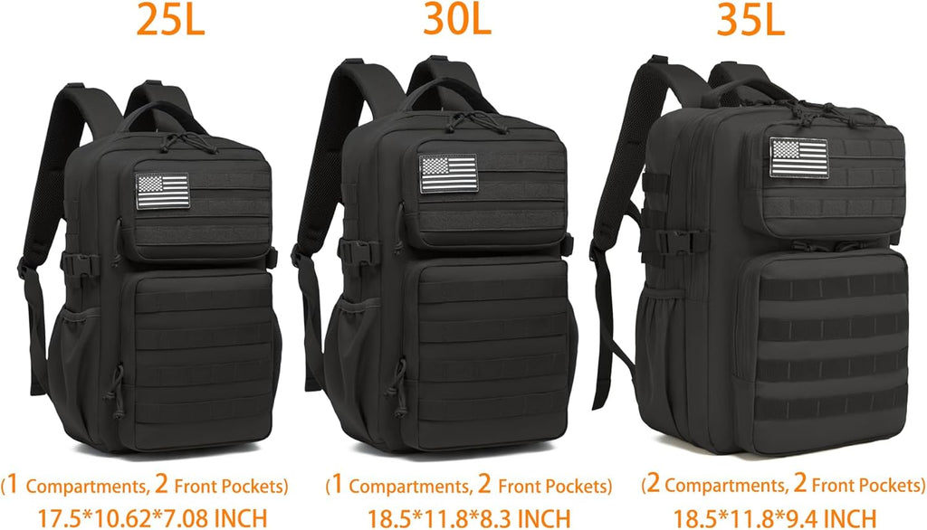 Wotony Military Tactical Backpack for Men Waterproof Daypack 3 Day Assault Pack Molle Bag with Water Bottle Holder