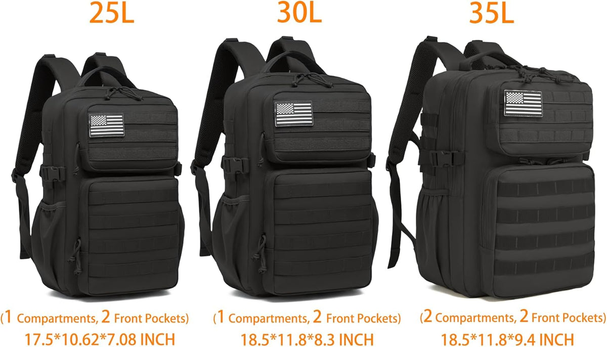 Wotony Military Tactical Backpack for Men Waterproof Daypack 3 Day Assault Pack Molle Bag with Water Bottle Holder