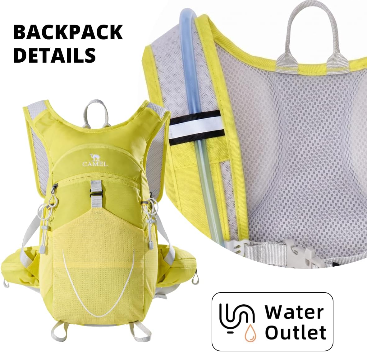 CAMEL Small Hiking Backpack for Women Men Lightweight Travel Daypack Cycling Bag Water Resistant Sports Backpacks