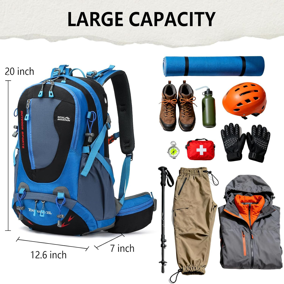 35L Lightweight Hiking Backpack for Women Men Waterproof Camping Backpack