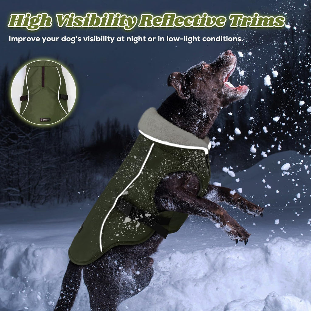 EMUST Dog Winter Coat, Waterproof Fleece Dog Jacket Winter for Small Dogs