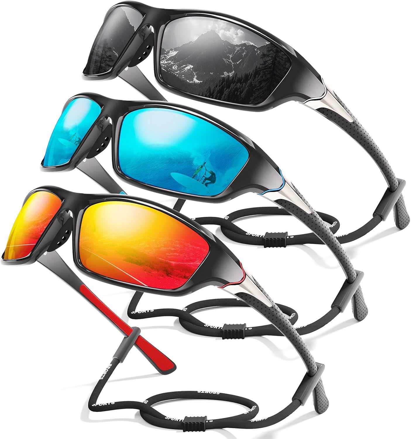 Polarized Sports Wrap Around Sunglasses Men Fishing Running Golf