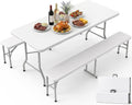 Pureegg 6FT Folding Table and 2 Chairs Set, Sturdy, Picnic, White