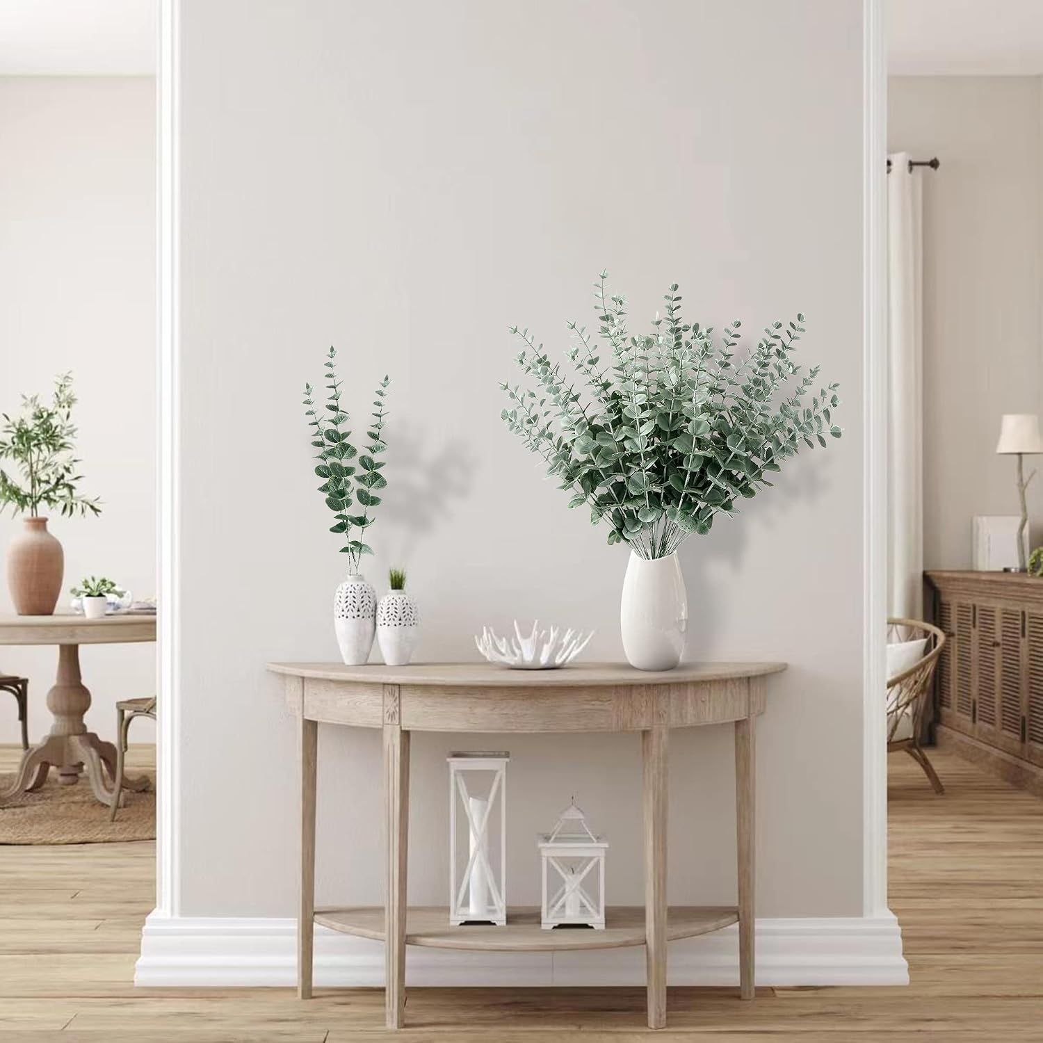Sggvecsy 36pcs Eucalyptus Stems Decor Artificial Eucalyptus Leaves Faux Eucalyptus Stems Real Touch Fake Greenery Branches for Wedding Flower Bouquet Centerpiece Home Office Decoration