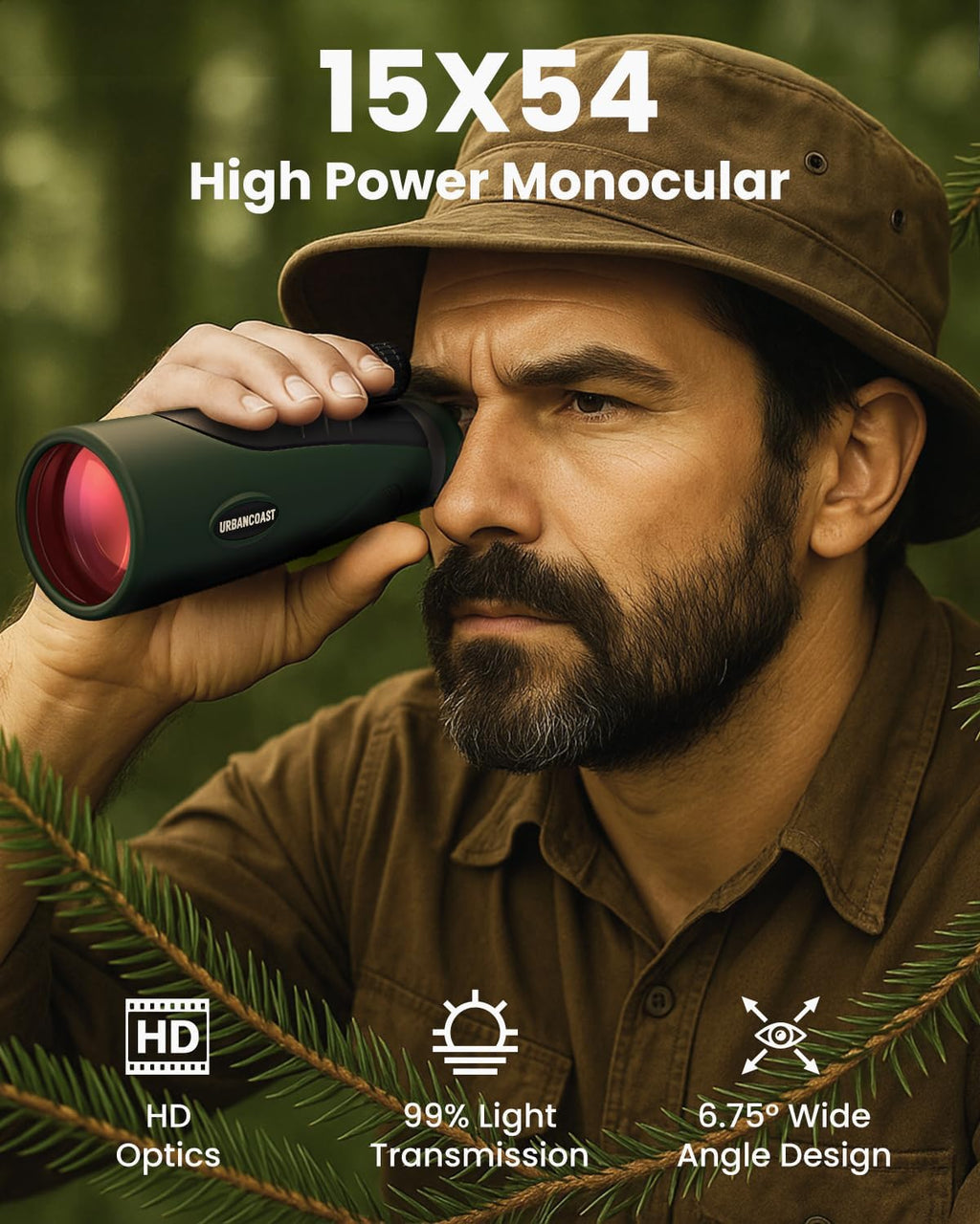 15x54 Monoculars for Adults High Powered, Compact Waterproof Telescope