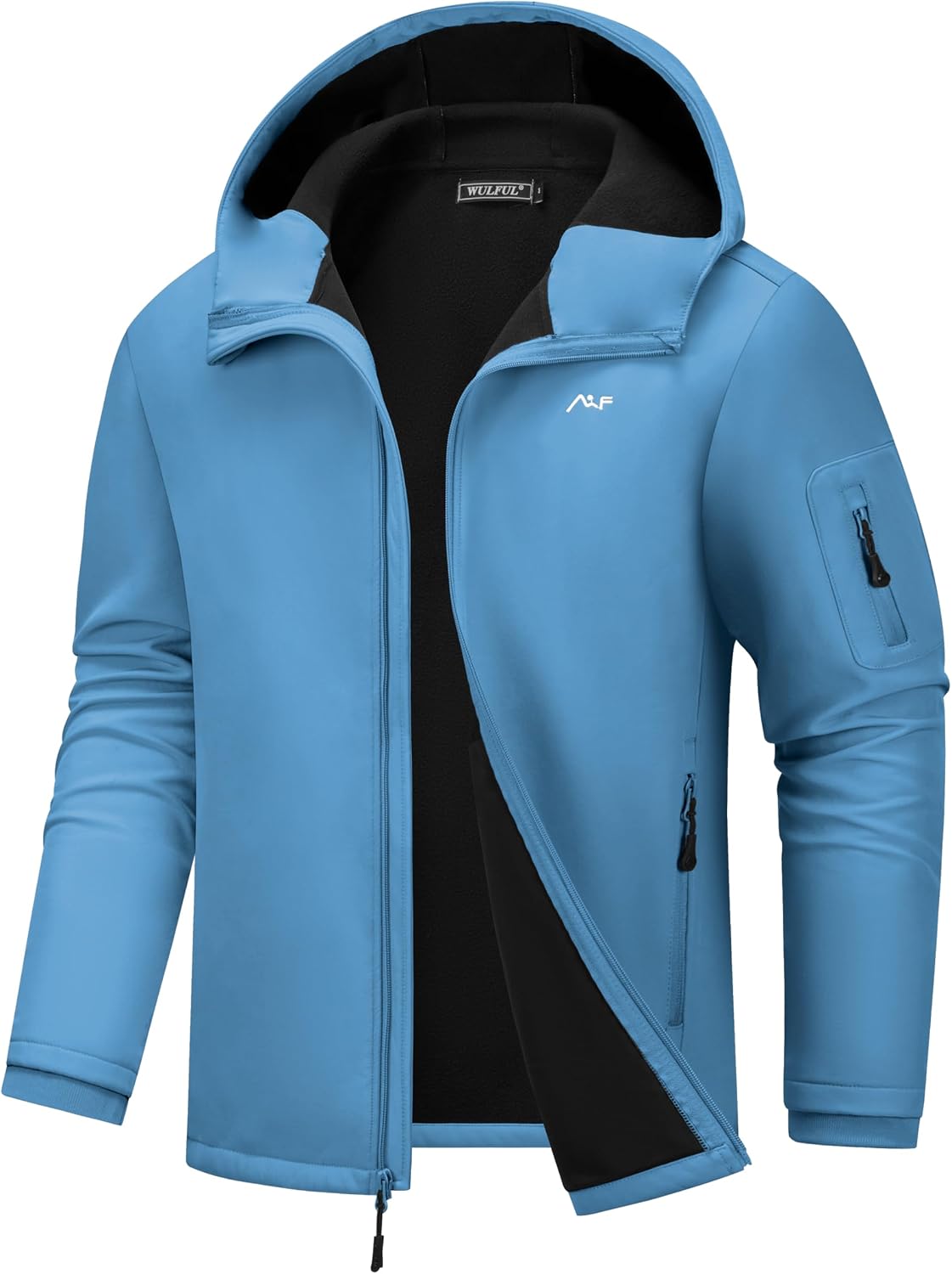 WULFUL Men's Lightweight Softshell Jacket Warm Fleece Lined Windbreaker Waterproof Soft Shell for Outdoor Hiking