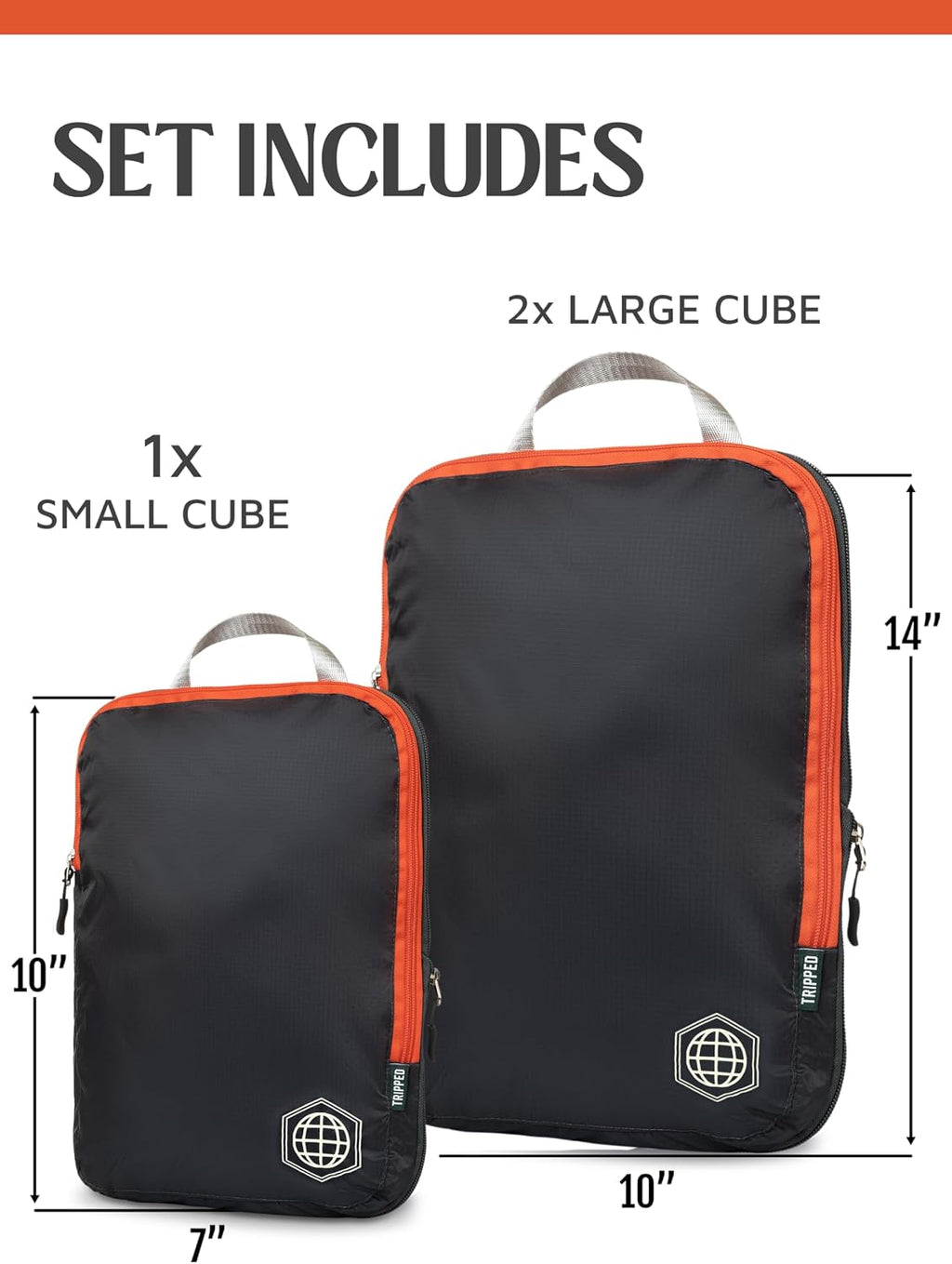 TRIPPED Travel Gear Compression Packing Cubes for Carry-On Travel 3-Pack
