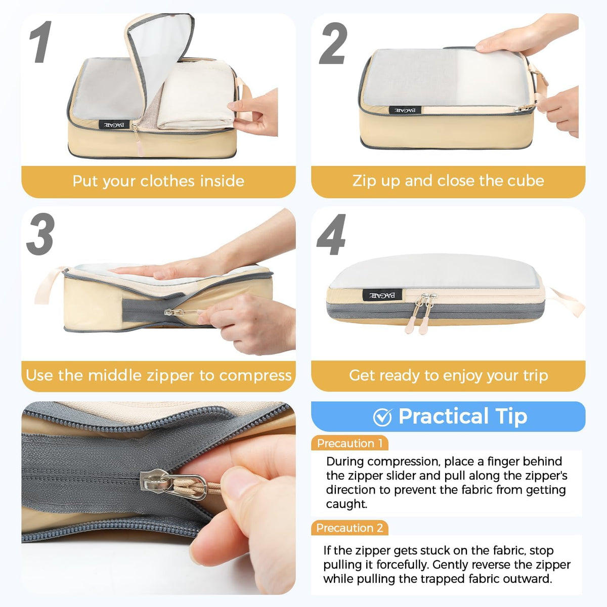 BAGAIL 6 Set Ultralight Compression Packing Cubes Packing Organizer for Travel Accessories Luggage Suitcase Backpack