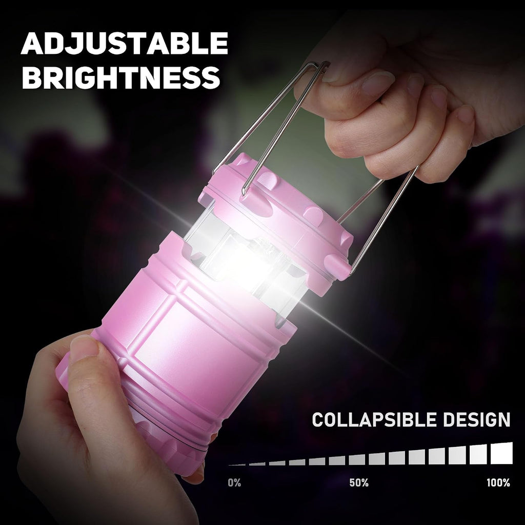 4-Pack Mini LED Pink Camping Lantern