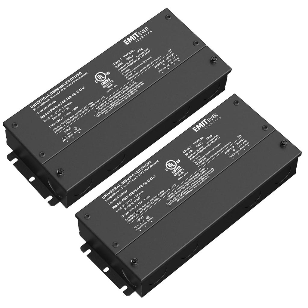 EMITEVER 192W 24V 5-in-1 2-Channel Dimmable LED Driver, AC 110-277V to DC