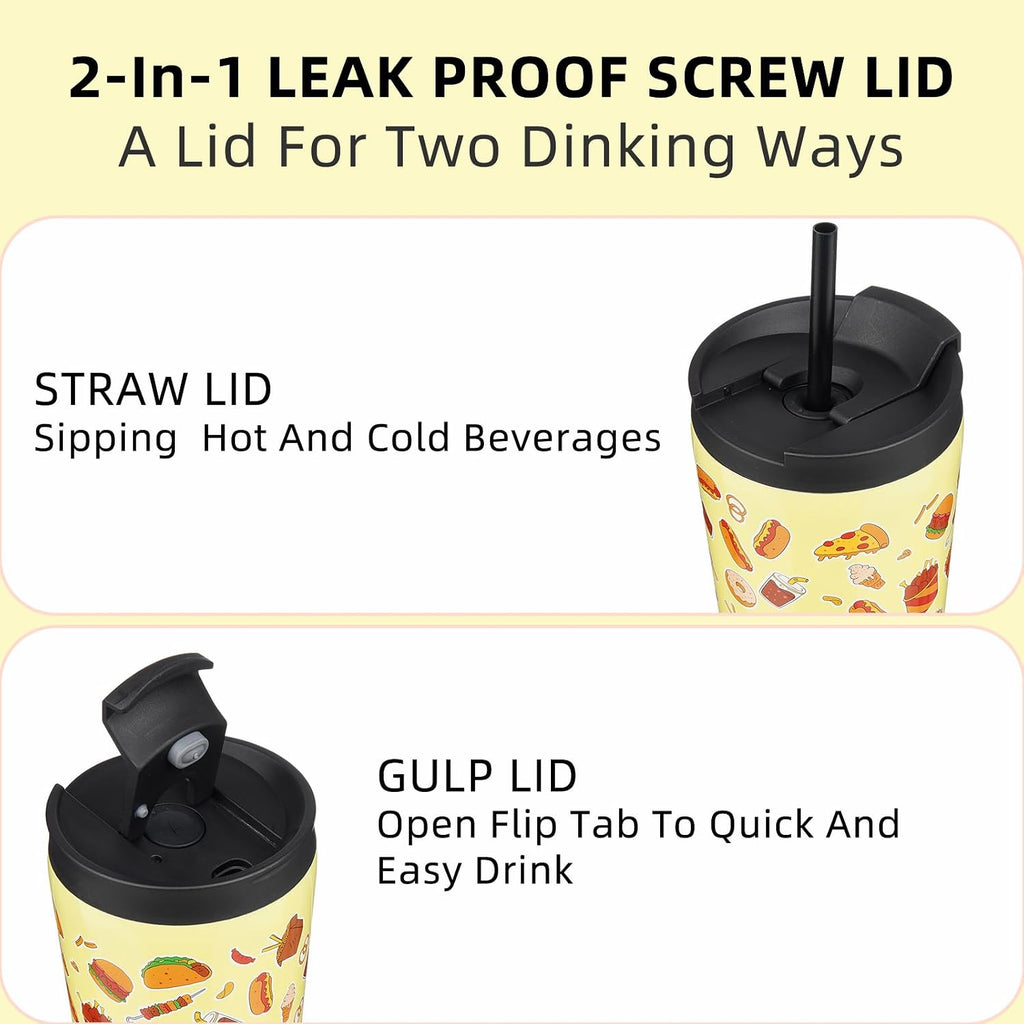 BJPKPK 30 oz Coffee Tumbler with Straw, Insulated Stainless Steel Cup