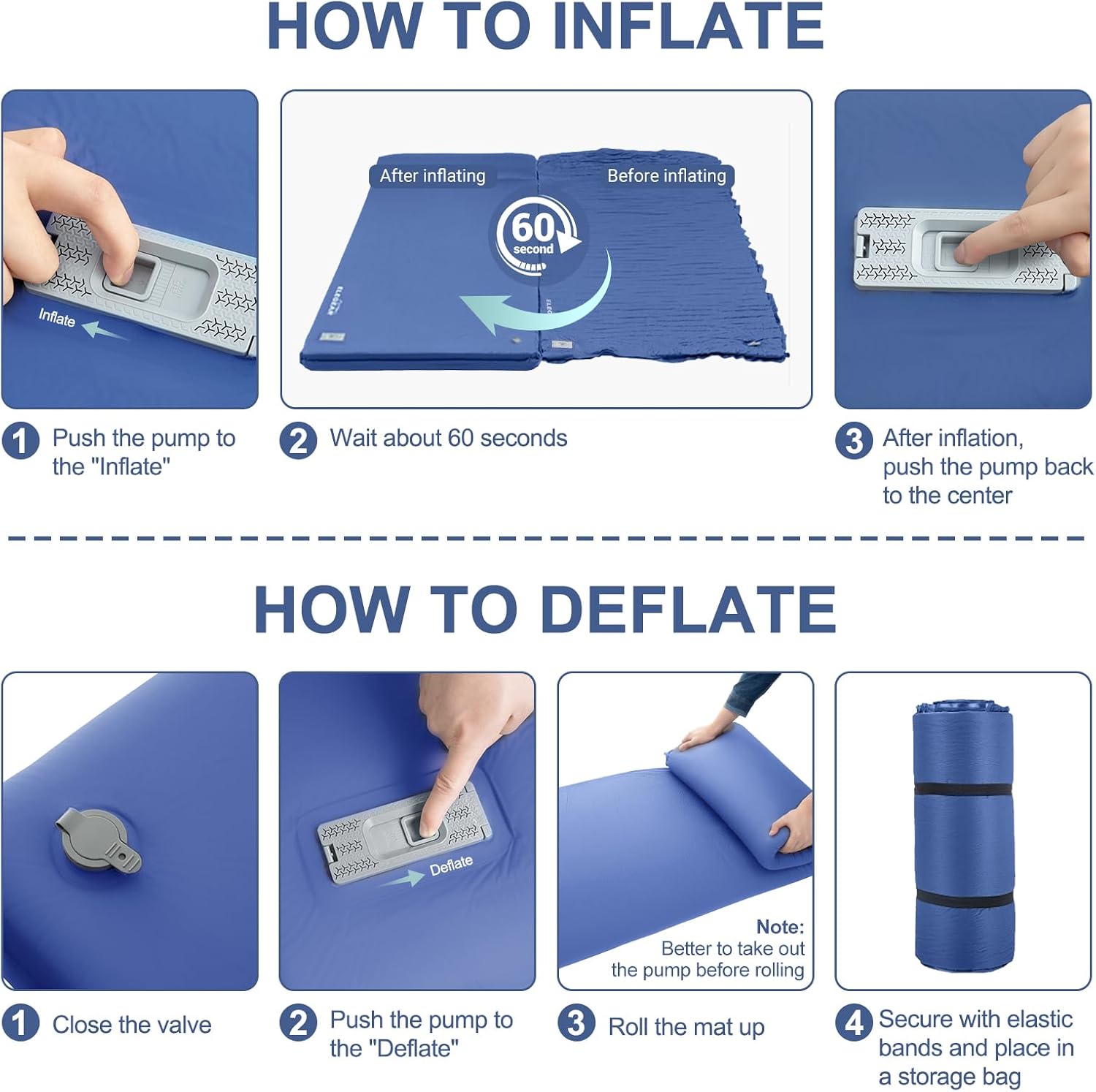 Elegear Self Inflating Sleeping Pad with Electric Pump 3.15" Memory Foam