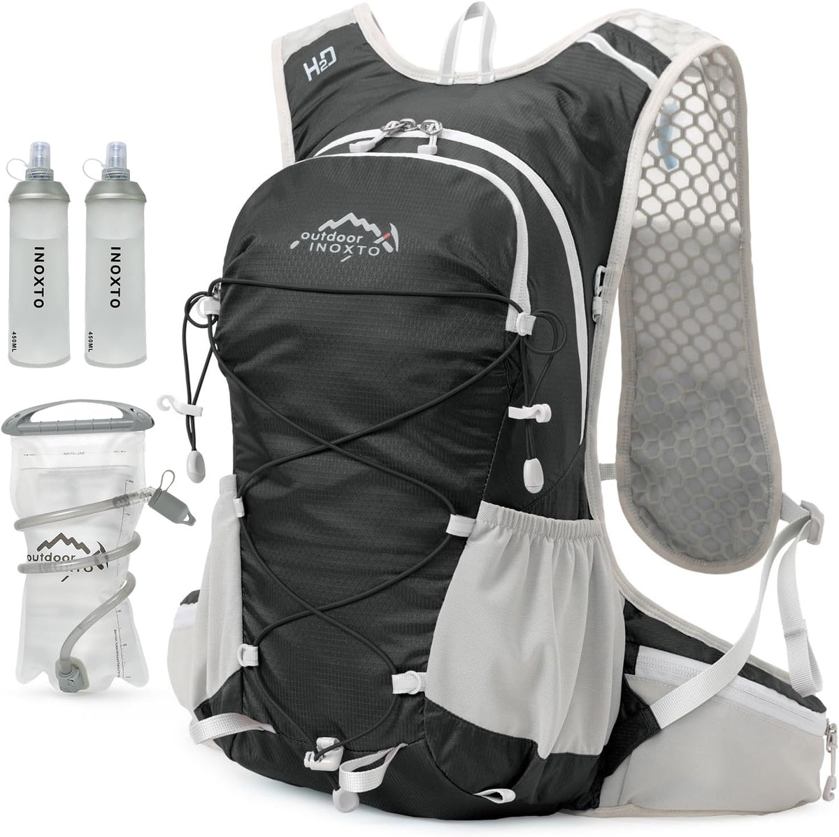 IX INOXTO Hydration Backpack, 18L Lightweight Hiking Backpack with 2L Water Bladder Daypack Women Men, Water Backpack Insulated Hydration Pack for Hiking, Running, Festival, Cycling
