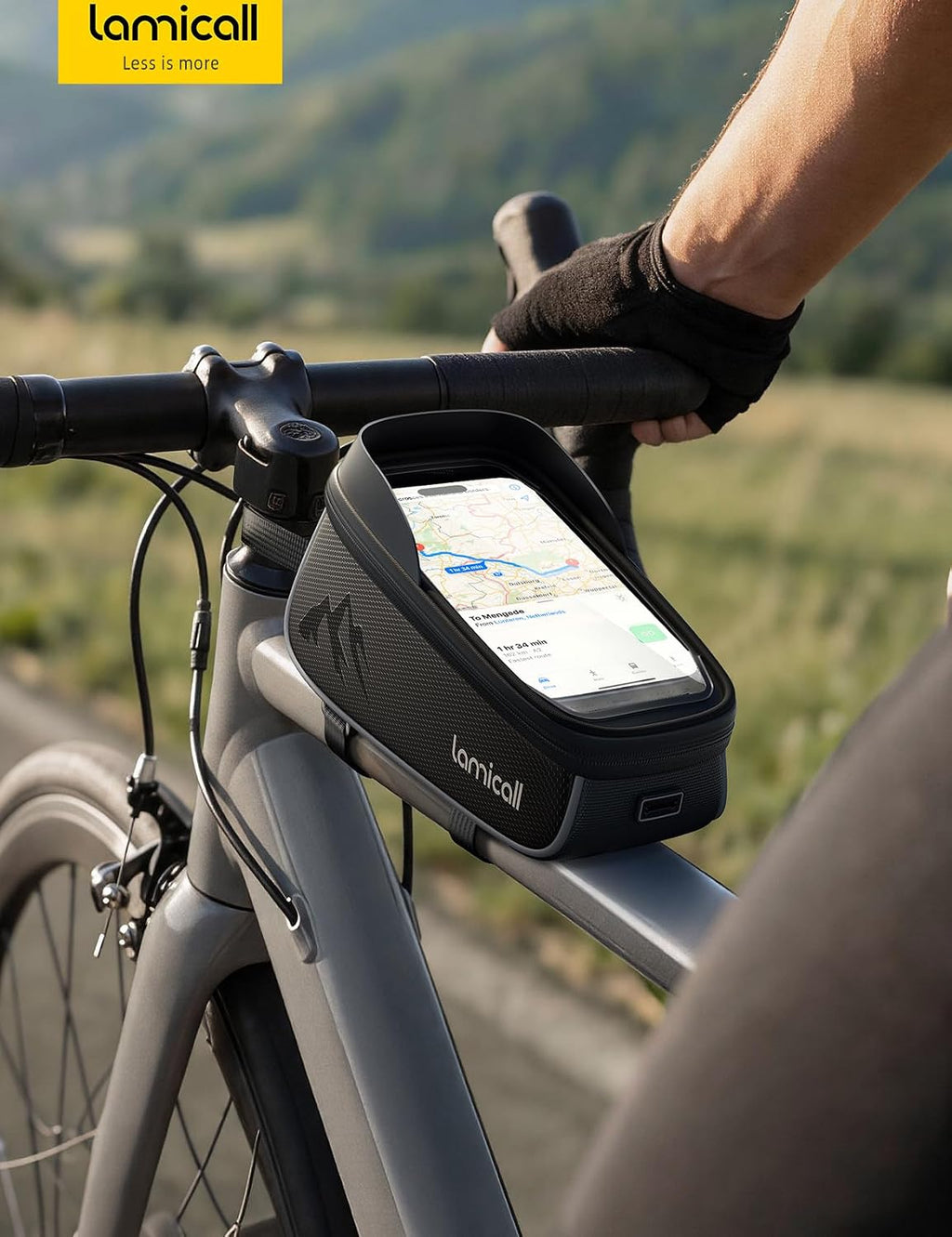 Lamicall Bike Frame Bag Waterproof - [1.6L Large Capacity] Bike Phone Bag