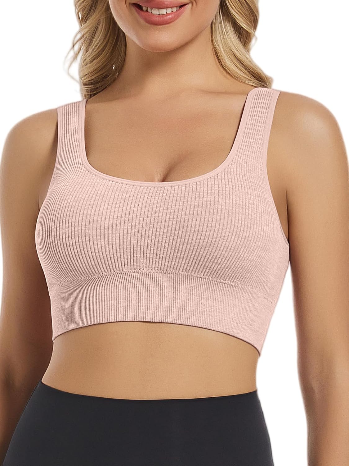 Chilylori Seamless Sports Bras for Women Pack of 3 Ribbed Sports Bra Tops