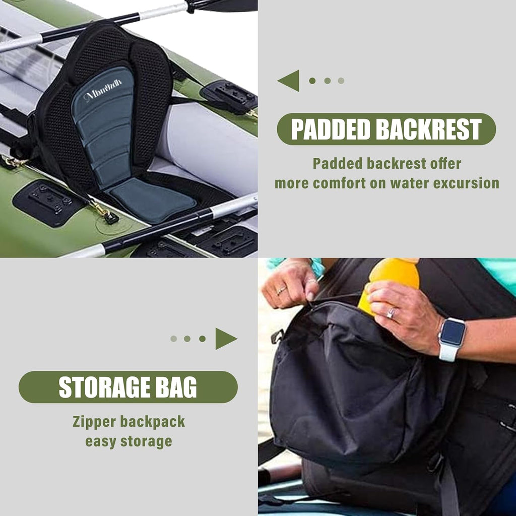 Deluxe Padded Kayak Seats 1 Pack - Premium Shockproof Seats with Back Support for Kayaking, Canoeing, Fishing, Paddle Boarding - Comfort, Versatility and Extra Storage