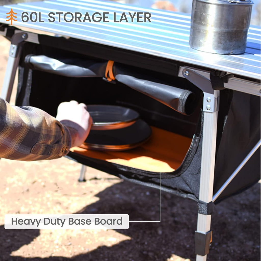 HEYTRIP Adjustable Height Folding Camping Table with Storage