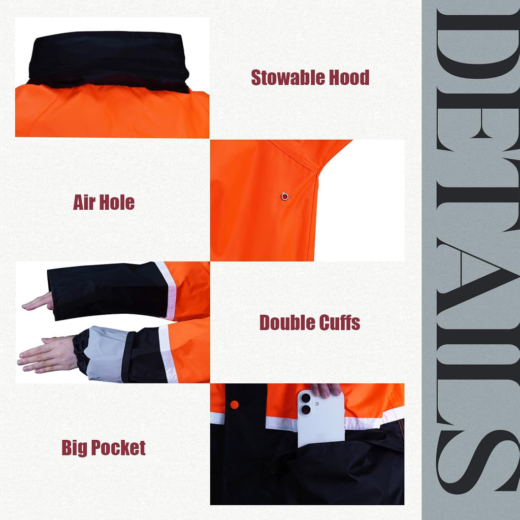 RainRider Waterproof Breathable Suits for Men - Durable Oxford Rain Jacket Coat With Pants