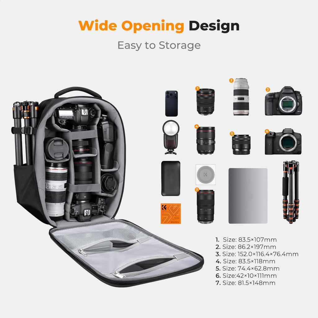 K&F CONCEPT Camera Backpack,Hardshell Photography DSLR Camera Bag