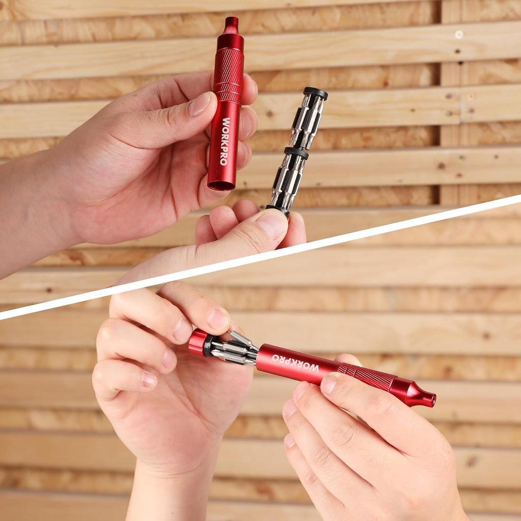WORKPRO 24 in 1 Multi Bit Mini Screwdriver Set Magnetic, Red